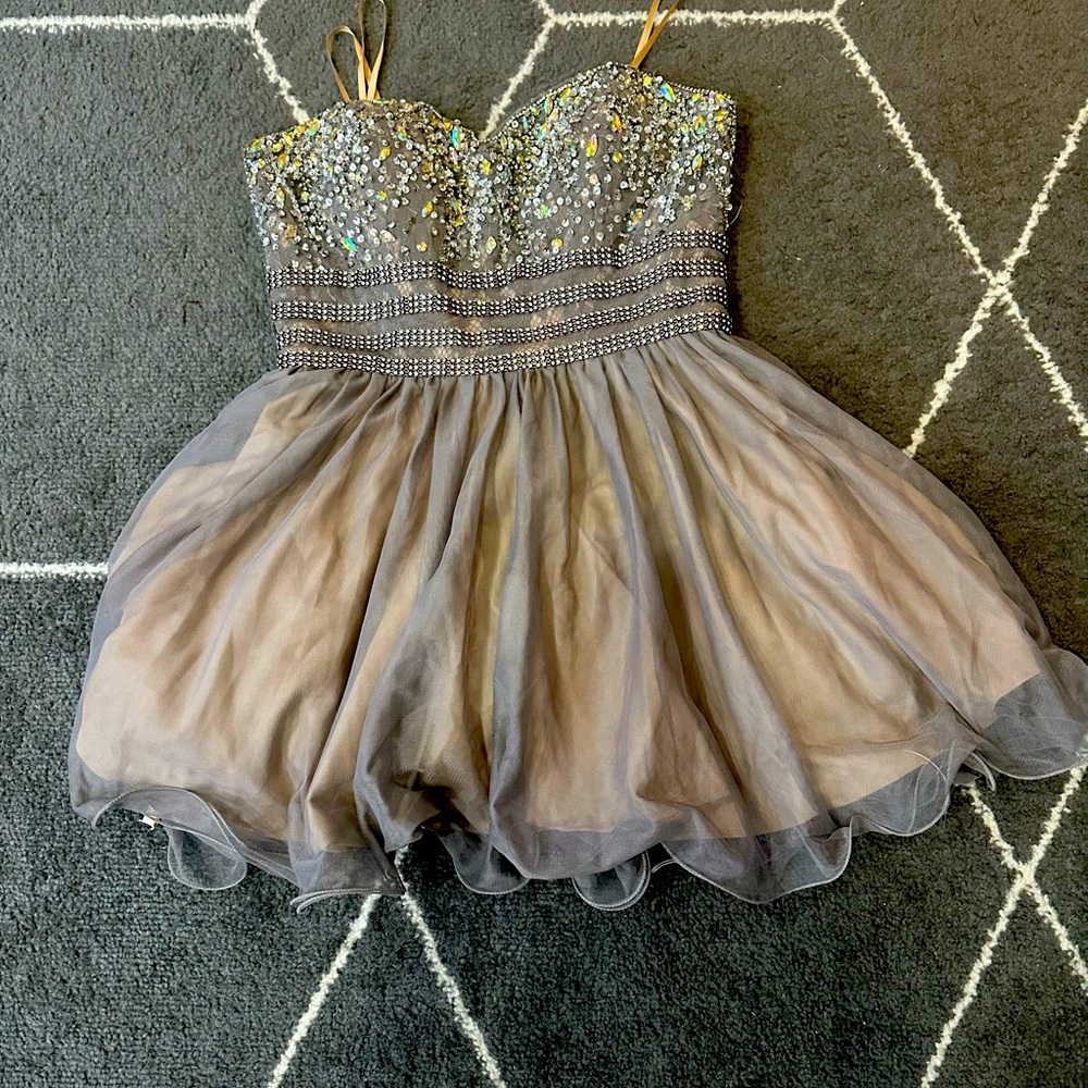 Blondie Nites Gray Sequin Kids Dress